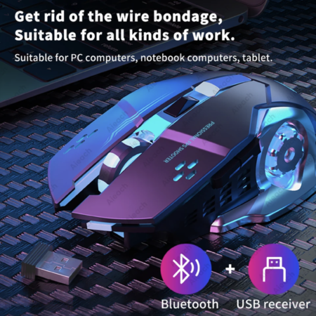 Souris de jeu sans fil aste pour ordinateur, souris Bluetooth silencieuse, USB, mécanique, E-Sports,rétroéclairage