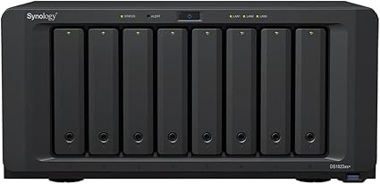 Synology DS1823xs+ Station de disque NAS 8 baies (AMD Ryzen V1780B 4-core 3,35 (base) / 3,6 (Turbo) GHz 8 Go de RAM, 1 x RJ-45 10 GbE port LAN 2 x RJ-45) avec 8 disques WD Red Plus de 2 To