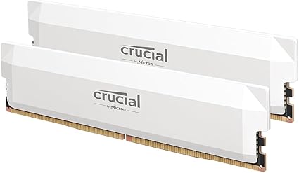 Crucial Pro RAM DDR5 32Go Kit (2x16Go) 6000MHz CL36, Mémoire Overclocking Gaming, Intel XMP 3.0 / AMD Expo, (PC) Mémoire RAM 32Go DDR5, Blanc - CP2K16G60C36U5W