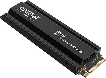 Crucial P310 SSD 1To PCIe Gen4 NVMe M.2 PS5 SSD Interne Gaming avec Dissipateur, Jusqu’à 7100 Mo/s, Compatible avec Playstation 5, Ordinateur Portable et de Bureau, Disque Dur SSD - CT1000P310SSD5-01