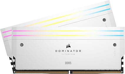 CORSAIR Dominator Titanium RGB DDR5 RAM 32GB (2x16GB) DDR5 6000MHz CL30 Intel XMP Mémoire Informatique Compatible iCUE - Blanc (CMP32GX5M2B6000C30W)