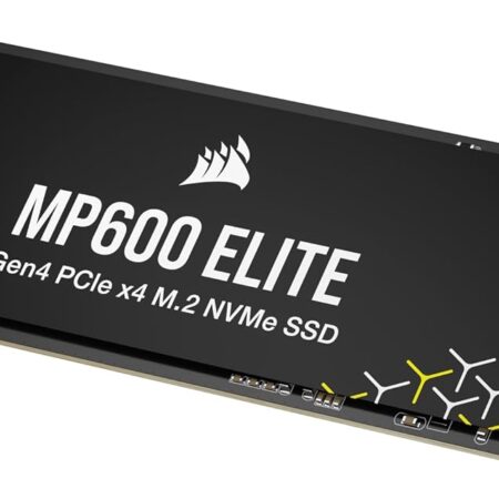 Corsair MP600 Elite 1 to M.2 PCIe Gen4 x4 NVMe SSD - M.2 2280 - Lecture Séquentielle Jusqu'à 7 000 Mo/s - 3D TLC NAND Haute Densité - Noir
