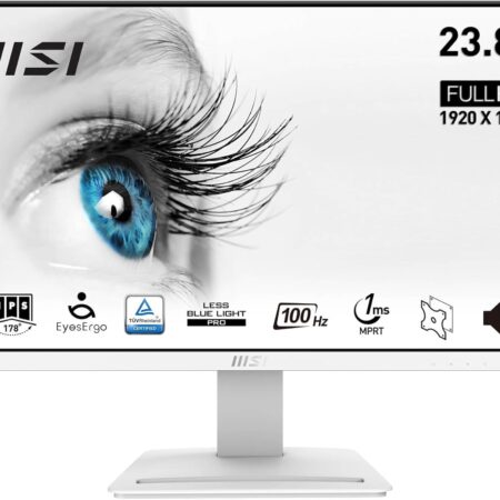 MSI Pro MP243XW Écran Bureautique 23.8" Full HD - Dalle IPS 1920x1080, 100Hz, Confort Oculaire, Montage VESA, Haut-Parleurs Intégrés, Display Kit - HDMI 1.4b, DisplayPort 1.2a