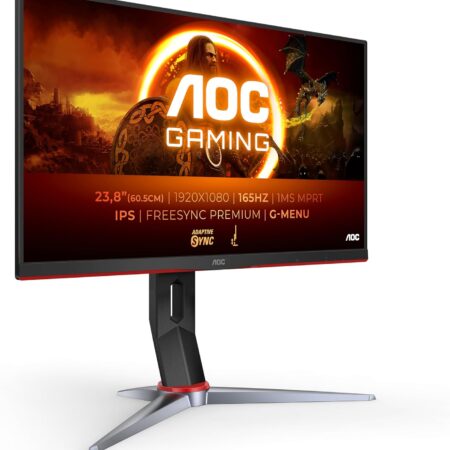 (Reconditionné) AOC Gaming 24G2SP Écran FHD 24" 165 Hz, 1 ms, FreeSync Premium (1920 x 1080, VGA, HDMI, DisplayPort) Noir/Rouge