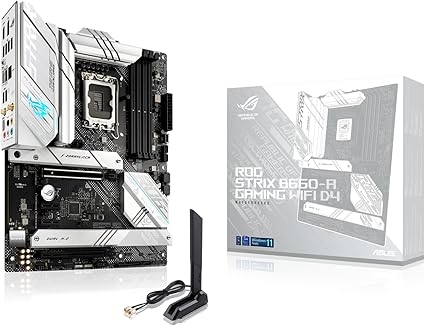 ASUS ROG STRIX B660-A GAMING WIFI D4 – Carte mère gaming Intel LGA 1700 ATX (12+1 phases d’alimentation, PCIe 5.0, WiFi 6, 2.5 Gb LAN, 3 x M.2 dissipateur thermique, Aura Sync RGB)