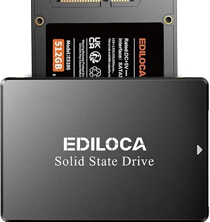 ES106 Disque Dur Interne SSD 512 SATA III 2,5" 3D Nand Jusqu'à 550 Mo/S en Lecture, Mise à Niveau de MéMoire Et Stockage pour PC ou Ordinateur Portable SSD 512 Go