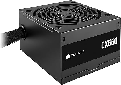 CORSAIR CX550 ATX 550W Alimentation - Certifiée 80 Plus Bronze - Faible Bruit - Câbles gainés - Non Modulaire - EU - Noir
