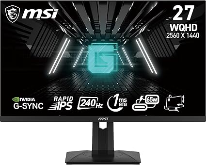 MSI G274QPX Écran PC Gaming 27" WQHD - Dalle Rapid IPS, 2560x1440, 240 Hz / 1ms GtG, 98% DCI-P3, HDR 400, PD Type-C 65W, G-Sync - DisplayPort 1.4a, HDMI 2.0b CEC