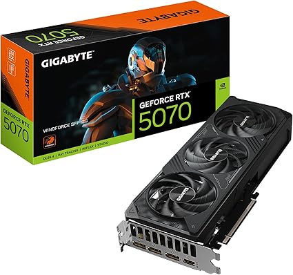 Gigabyte GeForce RTX 5070 WINDFORCE SFF 12G Carte Graphique - 12 Go GDDR7, 192 Bits, PCI-E 5.0, Fréquence du cœur 2512 MHz, 3 x DP 2.1b, 1 x HDMI 2.1b, DLSS 4,