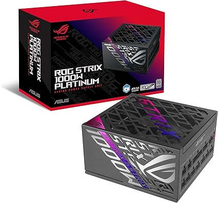 ASUS ROG Strix 1000W Platinum (Fully Modular Power Supply, 80 Plus Platinum Certified, ATX 3.1, Cybenetics Lambda A+, GaN MOSFET, GPU-First Intelligent Voltage Stabilizer, 10-Year Warranty)
