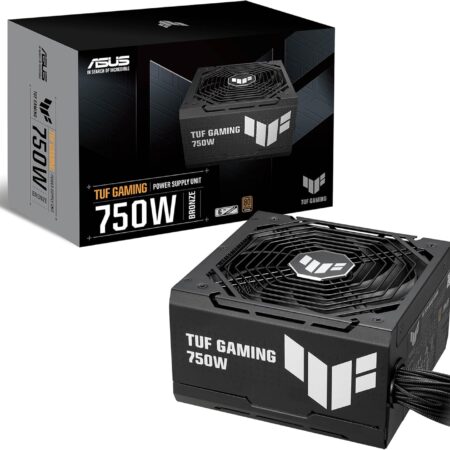 ASUS TUF Gaming 750W Bronze - Bloc d’alimentation PC (750 Watt, 80 Plus Bronze, Ventilateurs axiaux à double roulement à billes, Revêtement protecteur PCB, 0dB, Garantie 6 ans)