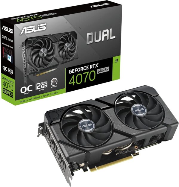 ASUS GeForce RTX 4070 Super 12G Dual Evo OC Carte Graphique de Jeu – Horloge Boost 2550 MHz, GDDR6X, PCIe Gen 4, DLSS 3
