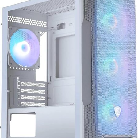 MSI MAG Forge M100R White Boîtier Micro-ATX - Support GPU jusqu'à 300 mm, Ventilateurs ARGB, filtres à poussière magnétiques, Verre trempé, Module de contôle ARGB 1-6, USB 3.2 Gen 1 Type-A