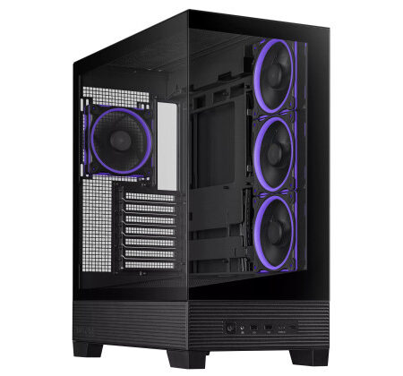 Boîtier ATX ASUS A31 Plus TG ARGB Black (Cartes mères à connecteurs cachés, radiateurs de 360 mm et Cartes Graphiques de 380 mm, Quatre Ventilateurs ARGB préinstallés, Gestion des câbles soignée)