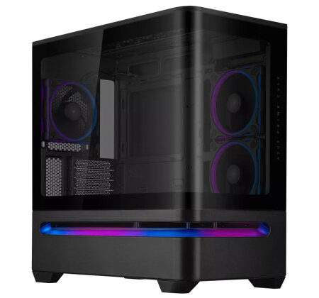 Boitier ASUS Prime AP202 ARGB (Noir) – Boîtier PC mATX (Verre incurvé trempé, Prend en Charge Les Cartes Graphiques jusqu'à 420 mm, radiateurs de 360 mm de Long, 3 Ventilateurs ARGB intégrés)