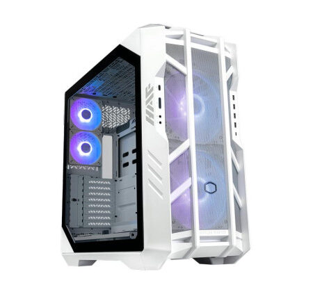 Boîtier Cooler Master HAF 700 White Boîtier PC, Full-Tower, Compatible E-ATX, 5 Ventilateurs Préinstallés, Bracket Radiateur Rotatif, Refroidissement Grand Volume, Panneau Latéral TG, Contrôleur ARGB Inclus