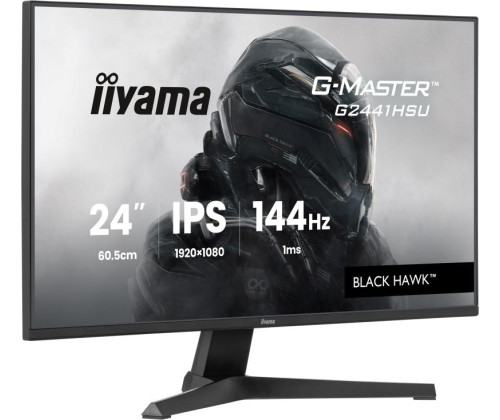 IIYAMA G2441HSU-B1, IPS, 1920x1080@144Hz, 1ms, 350cd, 1500:1, Haut-parleurs, HDMI/DP/USB HUB (2x2.0), Black Tuner, i-Style Colour
