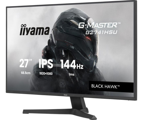 IIYAMA G2741HSU-B1, FreeSync/Adaptive Sync, 1920x1080@144Hz, 1ms, 350cd Haut-parleurs, HDMI/DP/USB HUB, Black Tuner, i-Style Colour
