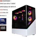 PC Gamer - Intel Core Ultra 7 265KF, AMD Radeon RX 9070 XT 16GB, RAM 32Go, SSD NVMe 2To, 750W 80+ PSU, Wi-FI, Refroidissement Liquide, Windows 11, 6 Ventilateurs RGB